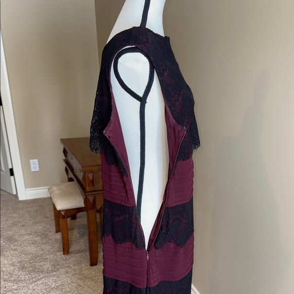 Cleo Midi Dress Burgundy Black Sheath Cocktail, maybe goth, Formal Women's Sz 12 - Picture 4 of 13